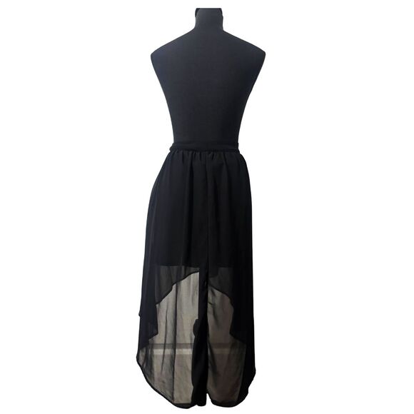 Black Asymmetric Witchy Alt Emo Whimsy Gothic High Low Midi Maxi Skirt Size M - Picture 3 of 6